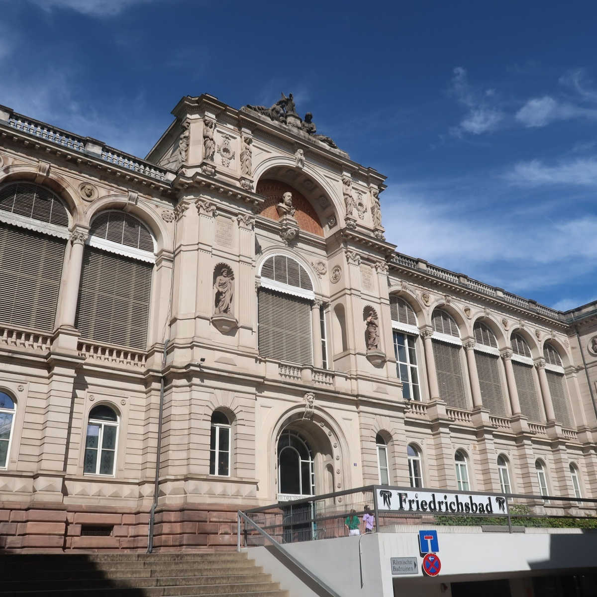 The exterior of the Friedrichbad spa in Baden Baden, Germany