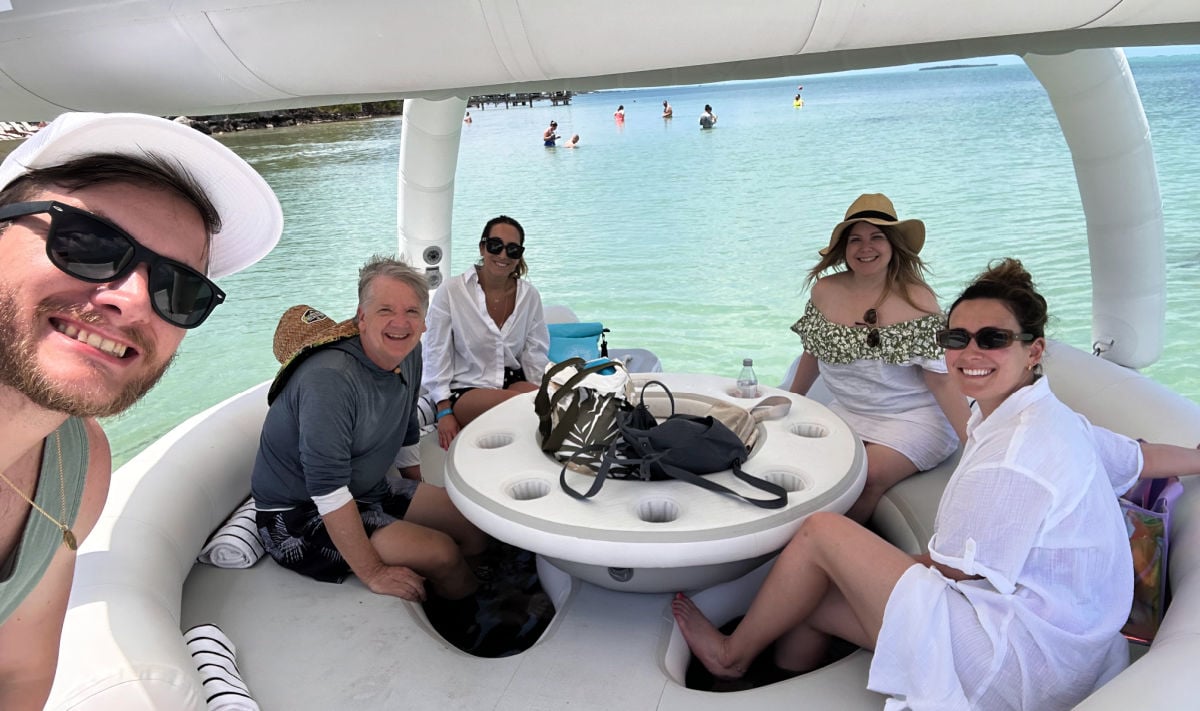 Managing Editor Tyle Fox on overwater cabana in Key Largo at Playa Largo Resort