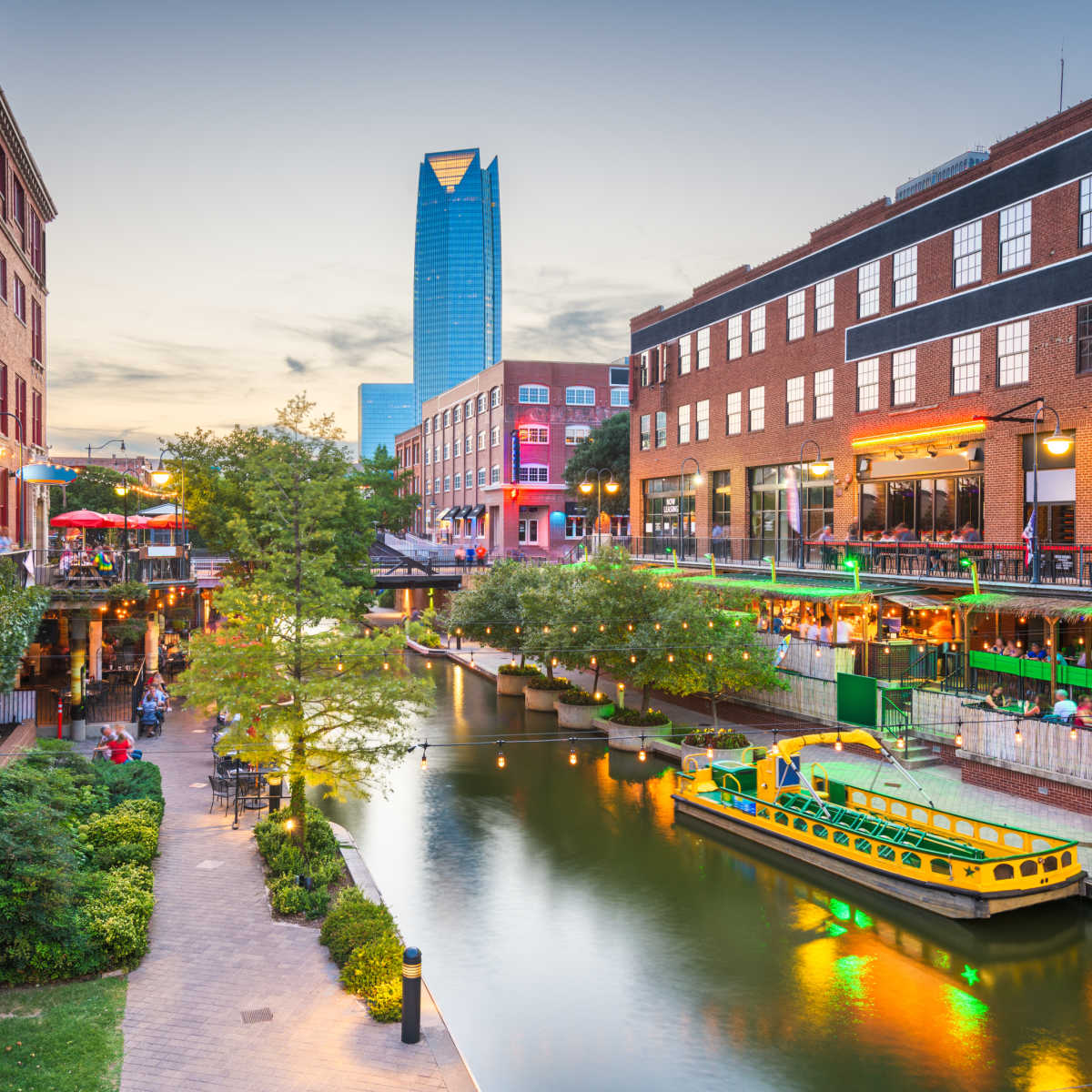 OKC Bricktown at dusk