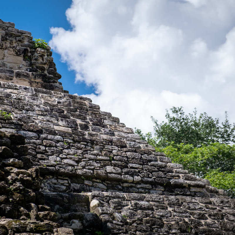 Partial View Of A Mayan Pyramid In Ichkabal, Mexico