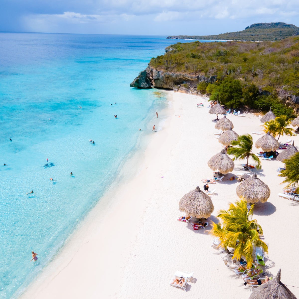 Pristine white sand beach in Curacao