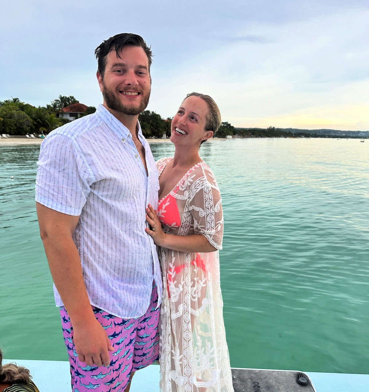 Tyler and Liz Fox on catamaran cruise in Negril Jamaica