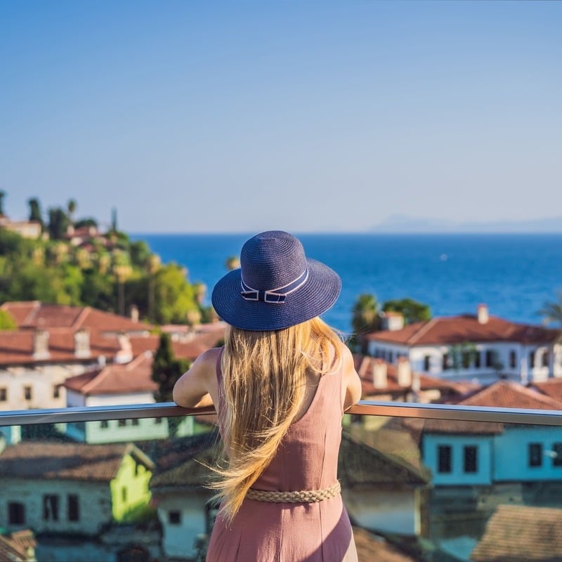 Young Woman Admiring A View Of Kaleici, Old Town Antalya, Turkiye, Western Asia, Mediterranean Sea.jpg