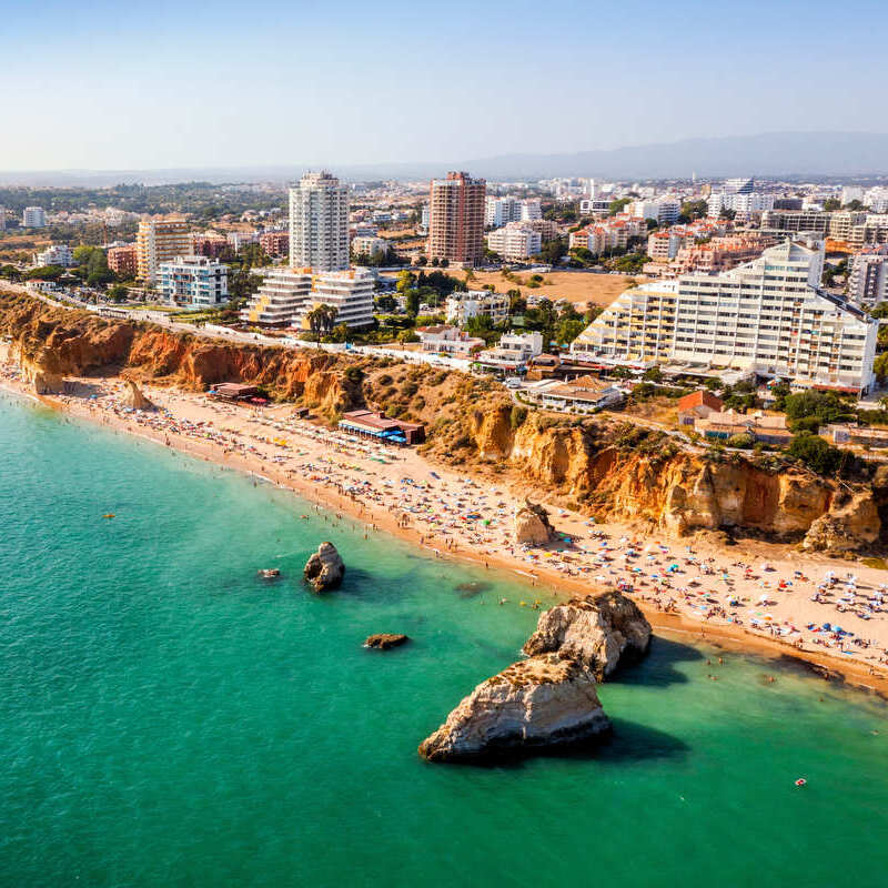 Aerial View Of The Coastal Resort City Of Portimao, Algarve, Southern Portugal, Southern Europe