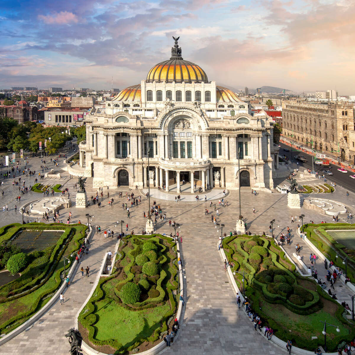 Aerial View Of The Historical Palacio de Bellas Artes In Mexico City, Mexico, Latin America