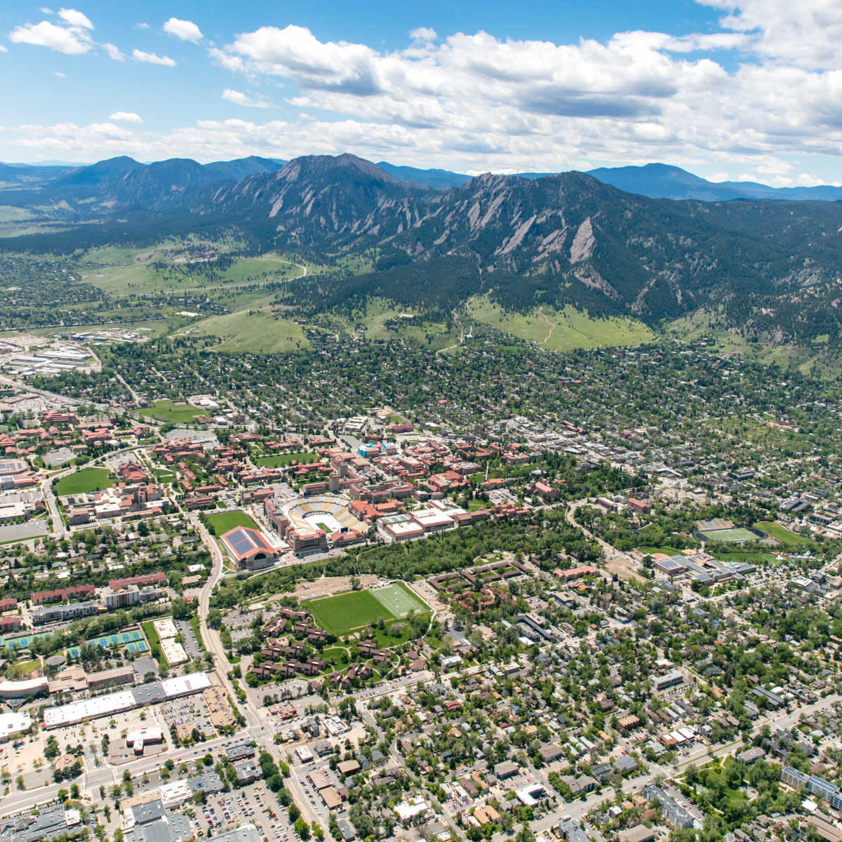 Aerial view of Boulder, CO