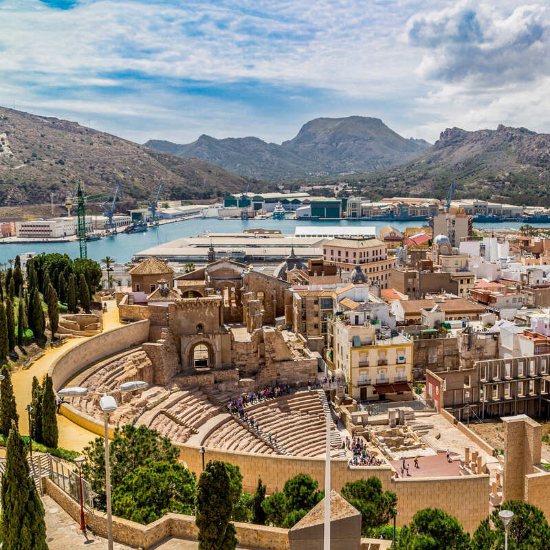 Ancient Roman Theatre In Cartagena, Mediterranean Coast, Region Of Murcia, Spain, Europe