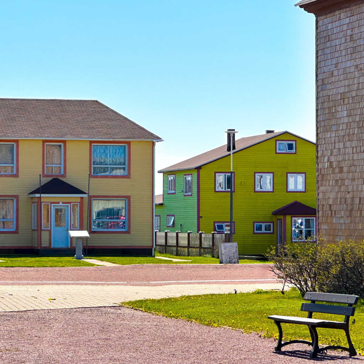 Bright-colored buildings- Sainte Pierre and Miquelon