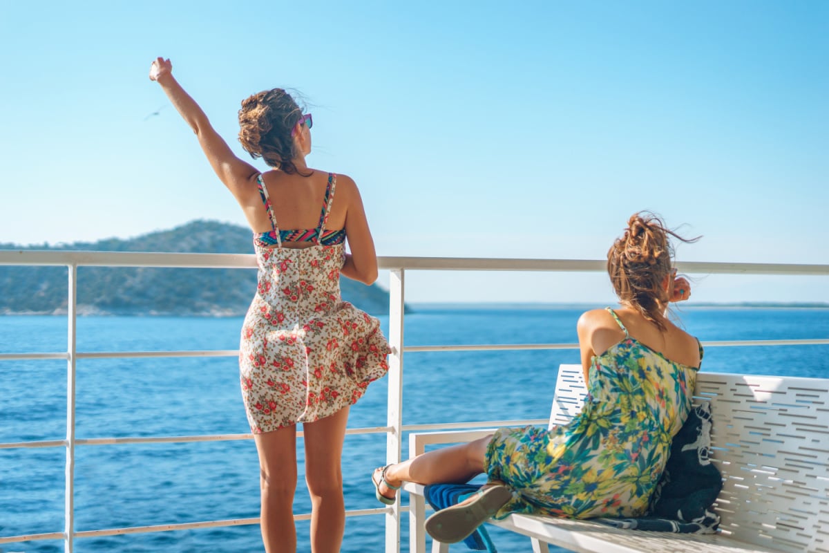 Women riding a ferry