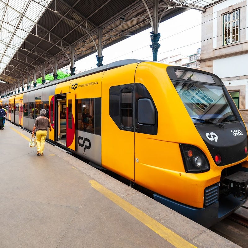 A yellow train in Portugal