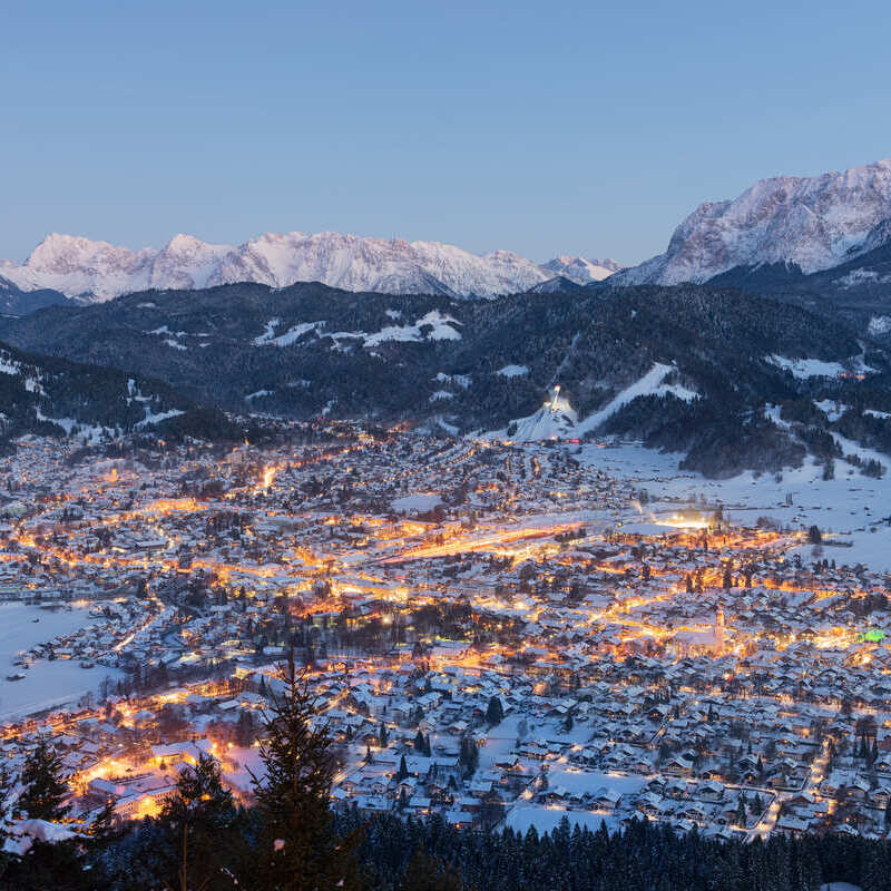 Aerial View Of A Resort Town In Austria