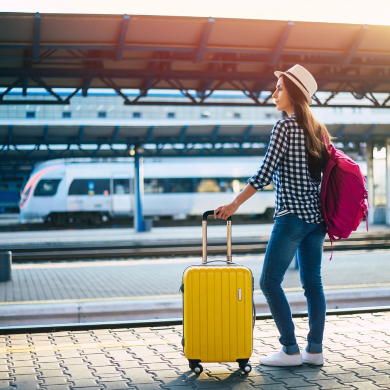 woman waiting on a train station