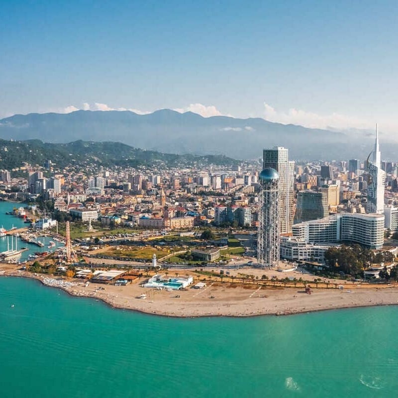 Aerial View Of The Batumi Marina, On The Black Sea Coast Of Georgia, Caucasus Region, Eastern Europe, Western Asia