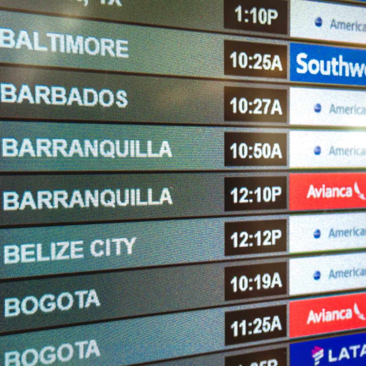 Barranquilla flight board