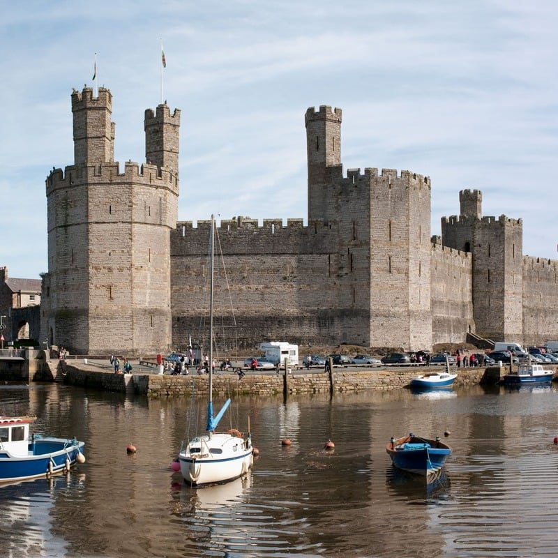 Caenarfon Castle, A Medieval Fortress In Wales On The Shores Of The Atlantic Sea, Wales, United Kingdom, North Western Europe