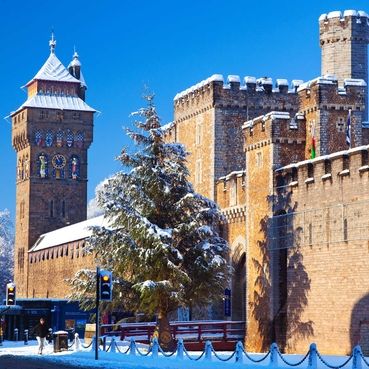 Cardiff Castle with snow 