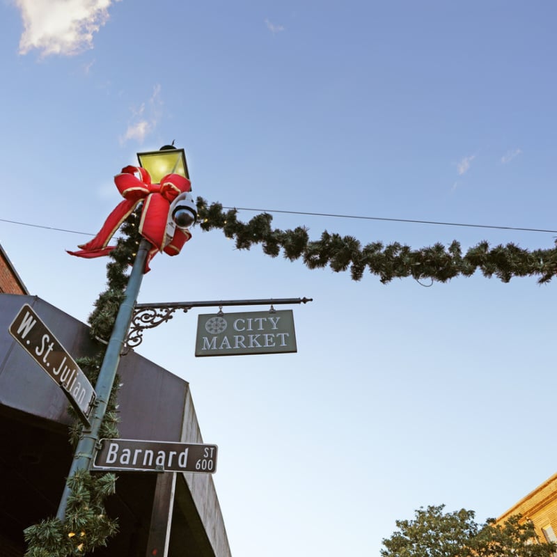 Christmas decor in Savannah City Market