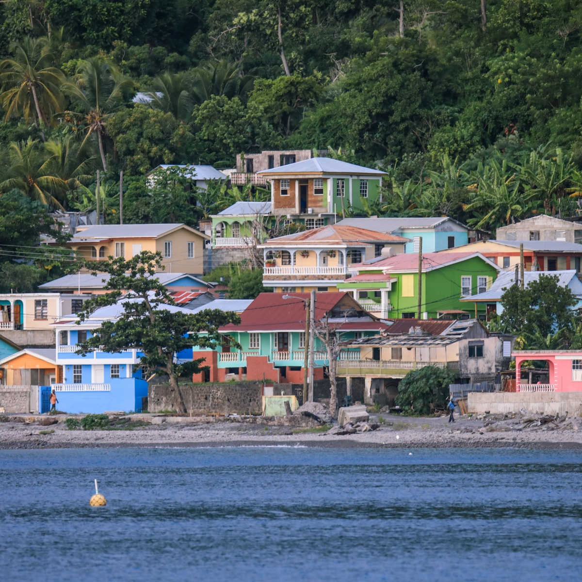 Coastline View to the Portsmouth city, Dominica Island, Caribbean