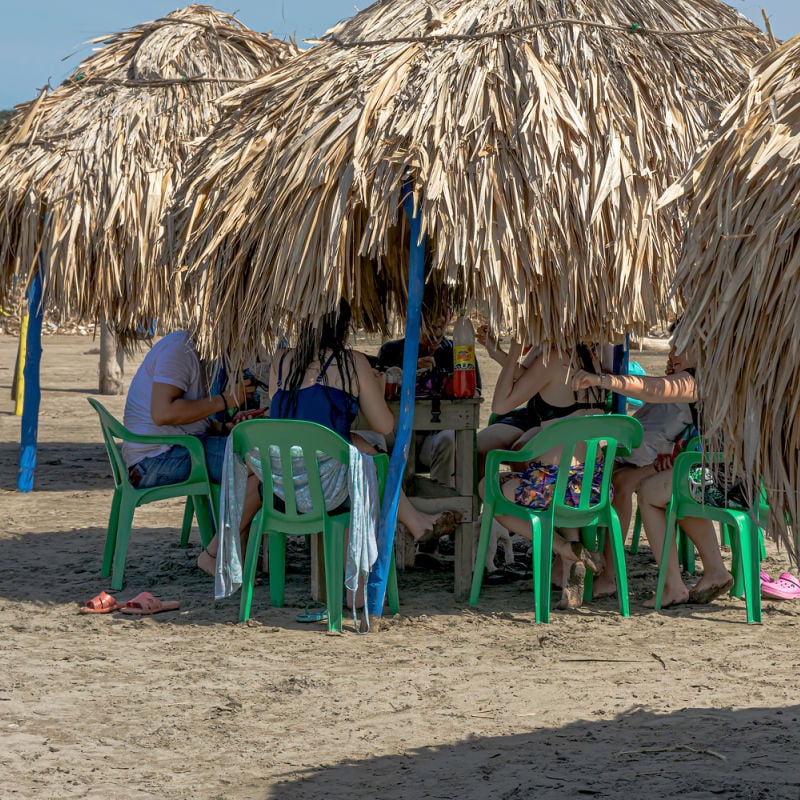 Dining on beach in Puerto Colombia near Barranquilla