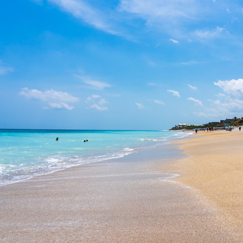 Golden sand and blue waters at Vero Beach, FL