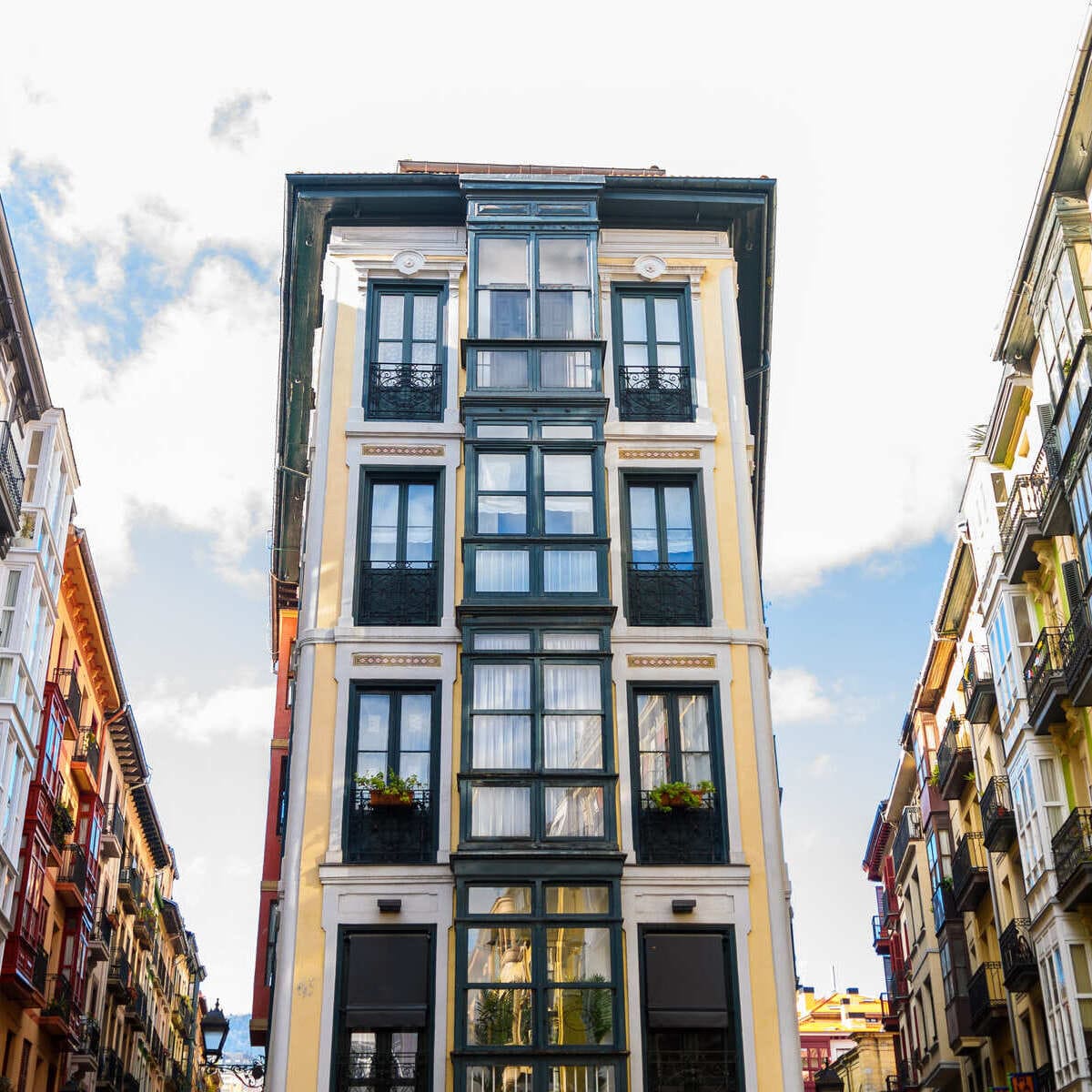 Historic Buildings In Old Town Bilbao, Northern Spain