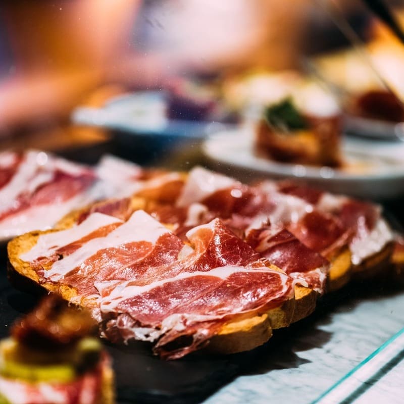 Iberian Ham Tostada In Bilbao, Northern Spain