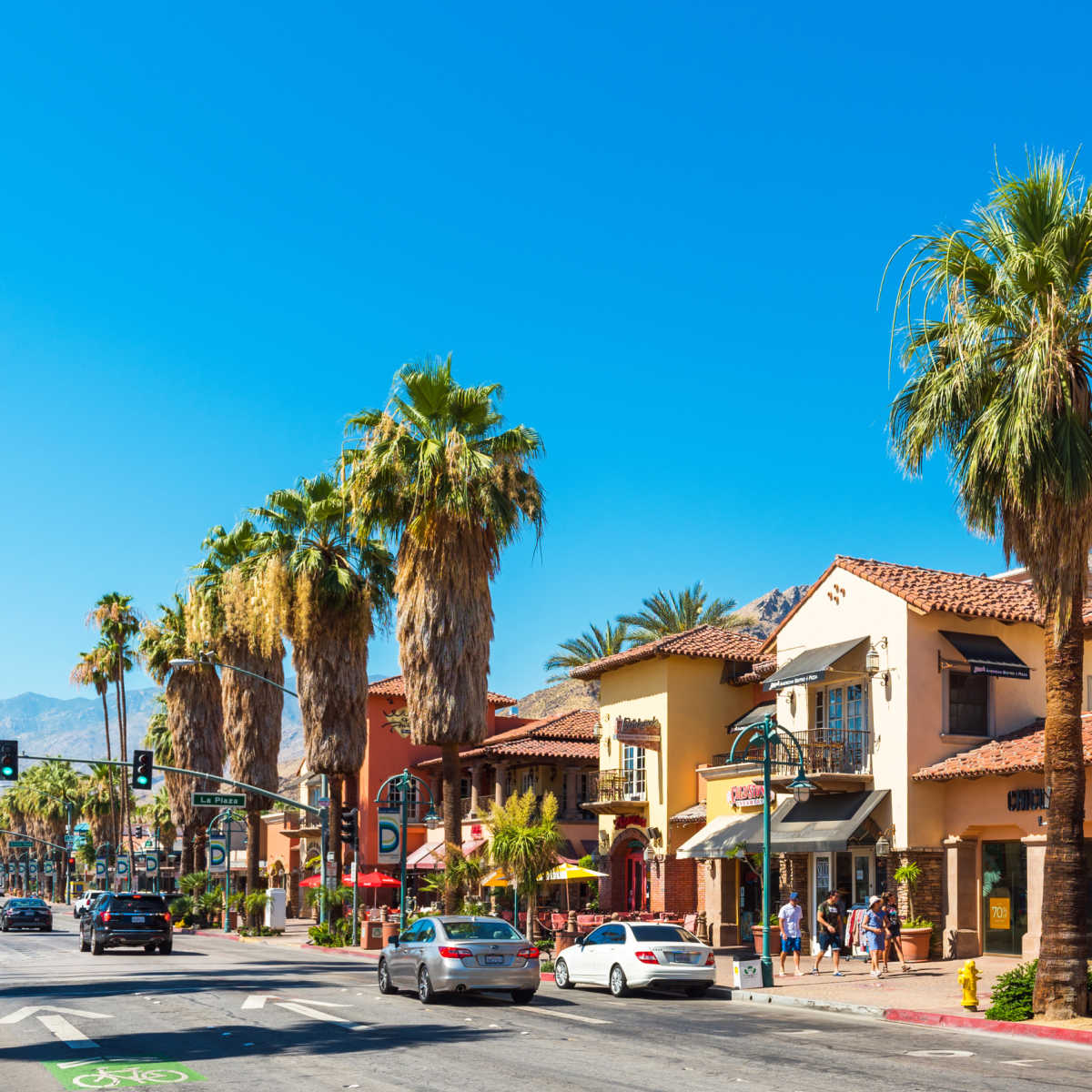 Palm Springs city street on nice day