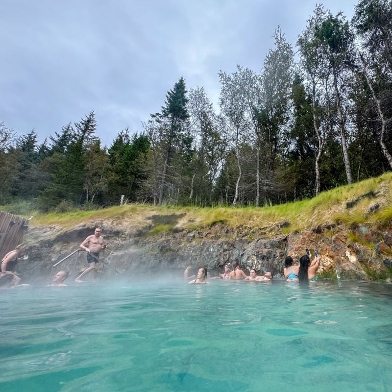 People enjoying Akureyri thermal pool