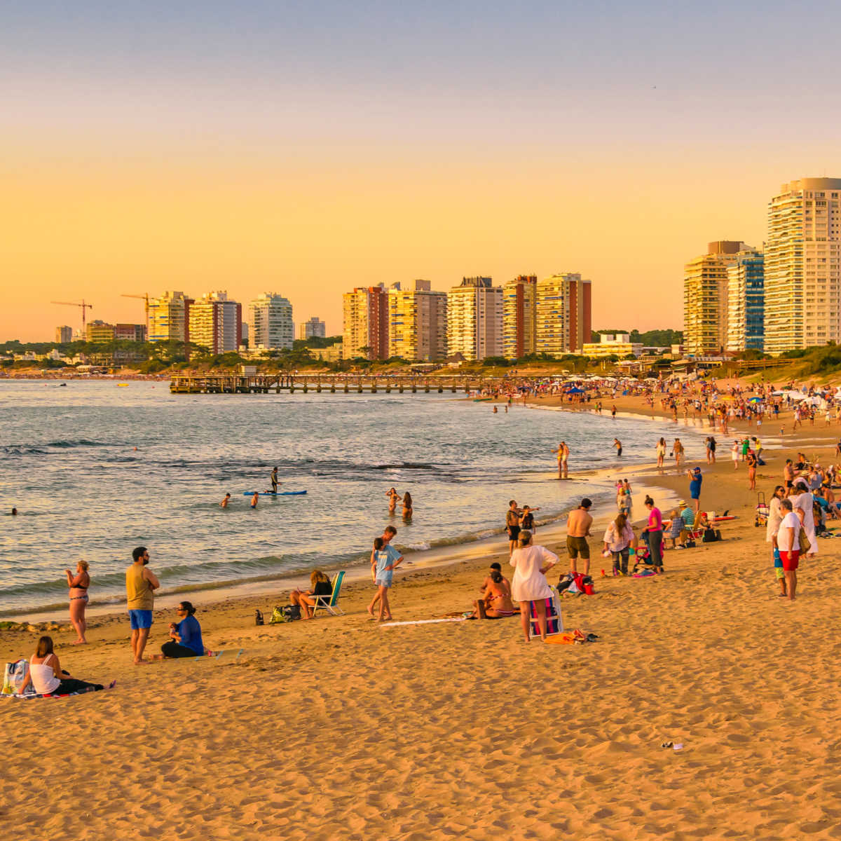 People enjoying beach in Punta del Este, Uruguay 