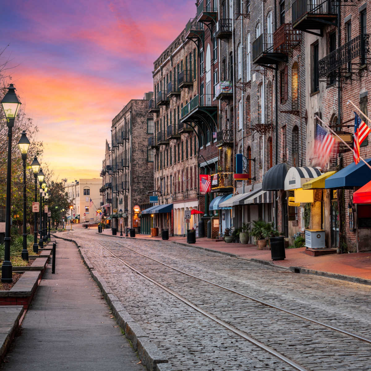 River Street in Savannah at dawn