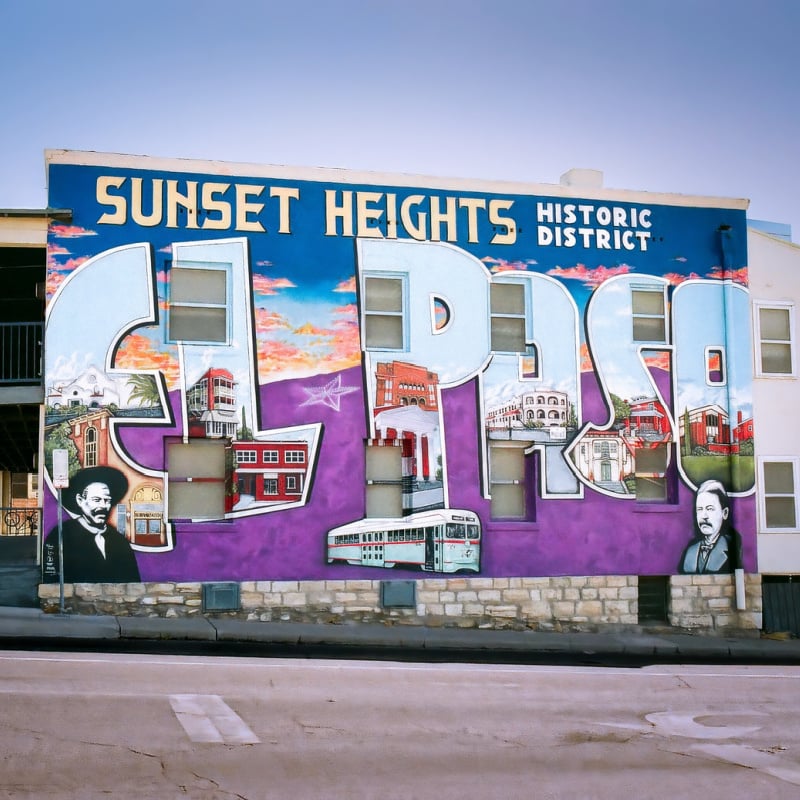 Sunset Heights mural in El Paso