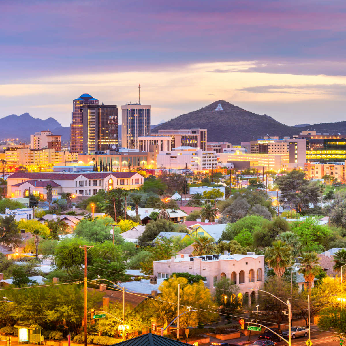 Tucson skyline at twilight