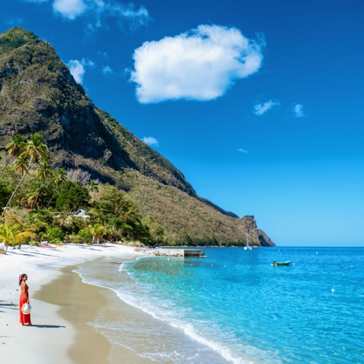 Woman on beach in St Lucia