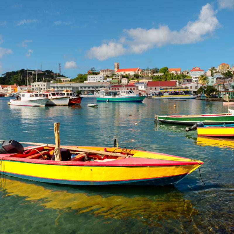 Caribbean. The Island Of Grenada. Grenada is a country and an island located in the southern part of the Antilles, Beautiful View Of Grand Anse In Grenada