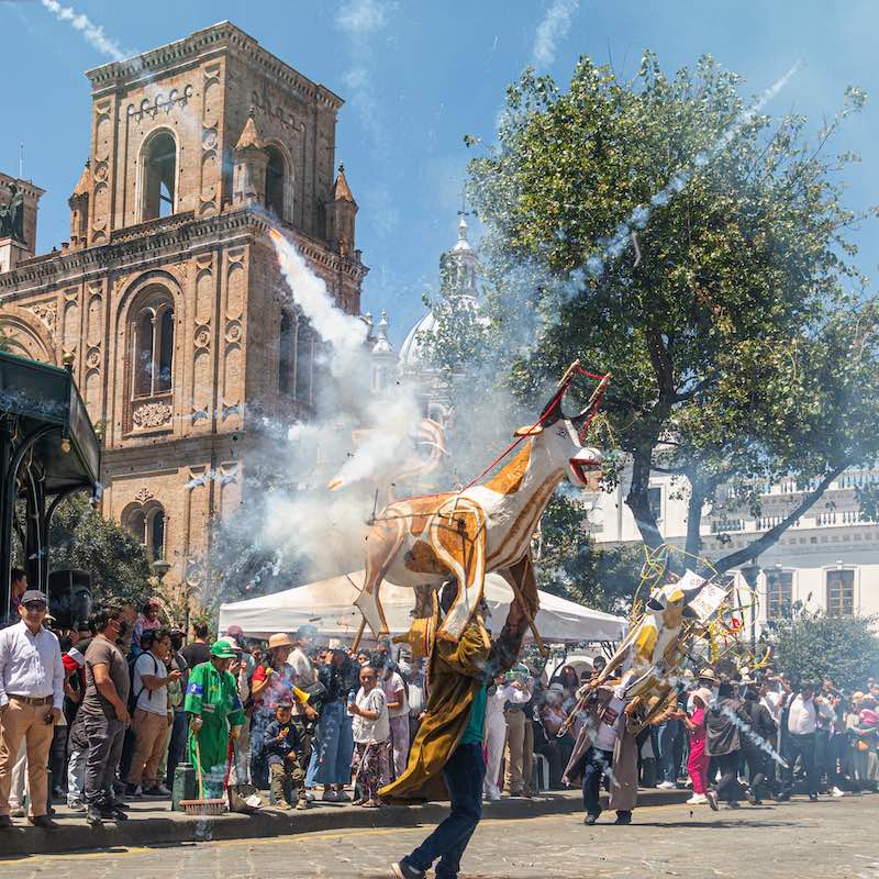 Traditional Parade During Independence Day In Cuenca, Ecuador