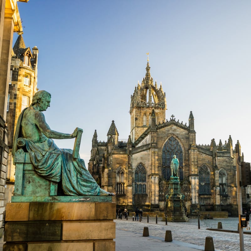 view of the royal mile in edinburgh scotland on a sunny day