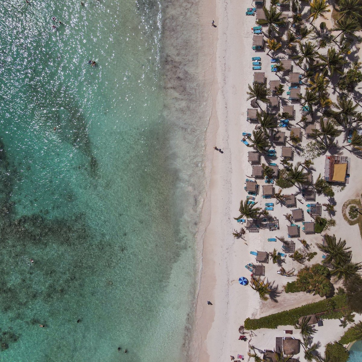 Aerial view of Akumal beach