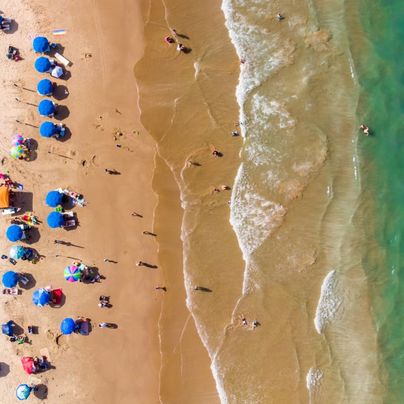 Aerial view of South Padre Island beach