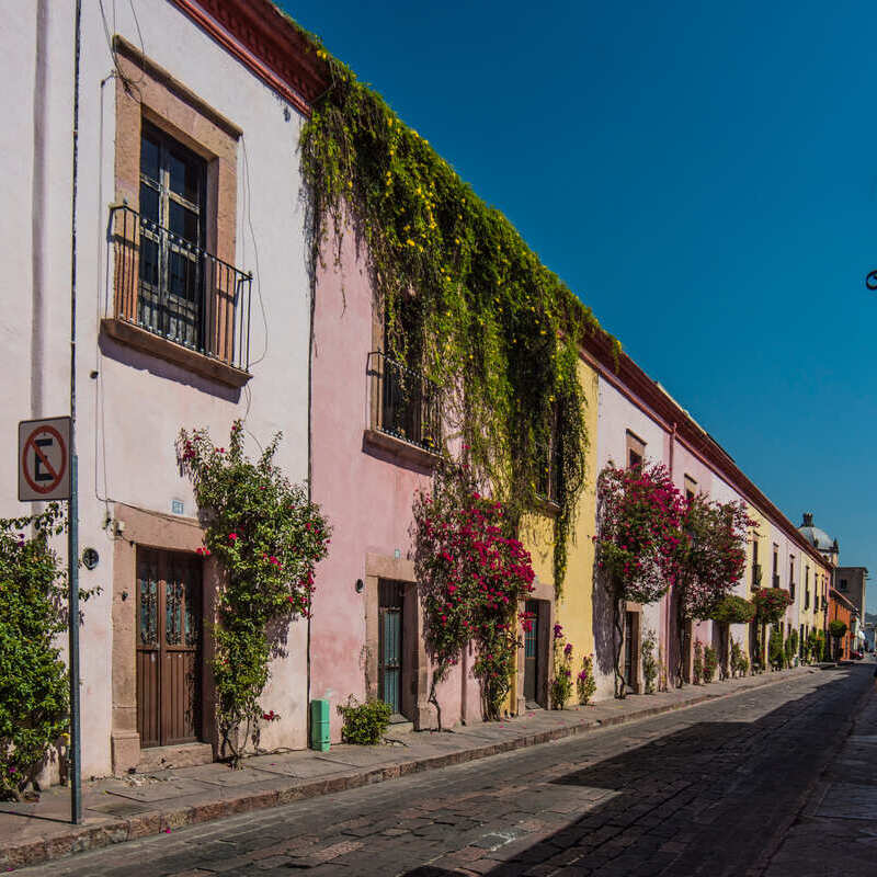 Colonial Houses In Santiago de Queretaro, Queretaro State, Central Mexico