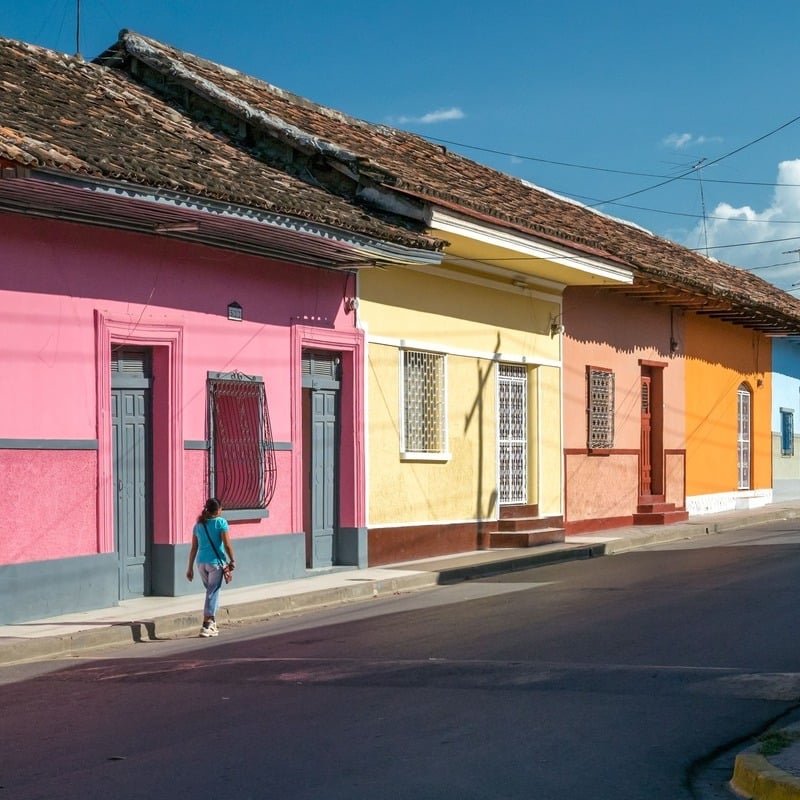 Colorful Houses In Granada, Nicaragua, Central America