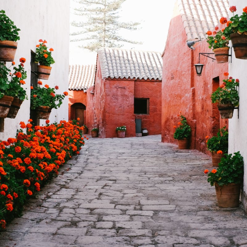 Cute cobbled walkway at Arequipa's Santa Catalina monastery