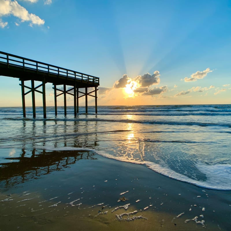 Sunrise over South Padre pier