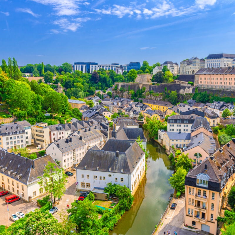 Sweeping views of Grund in Luxembourg