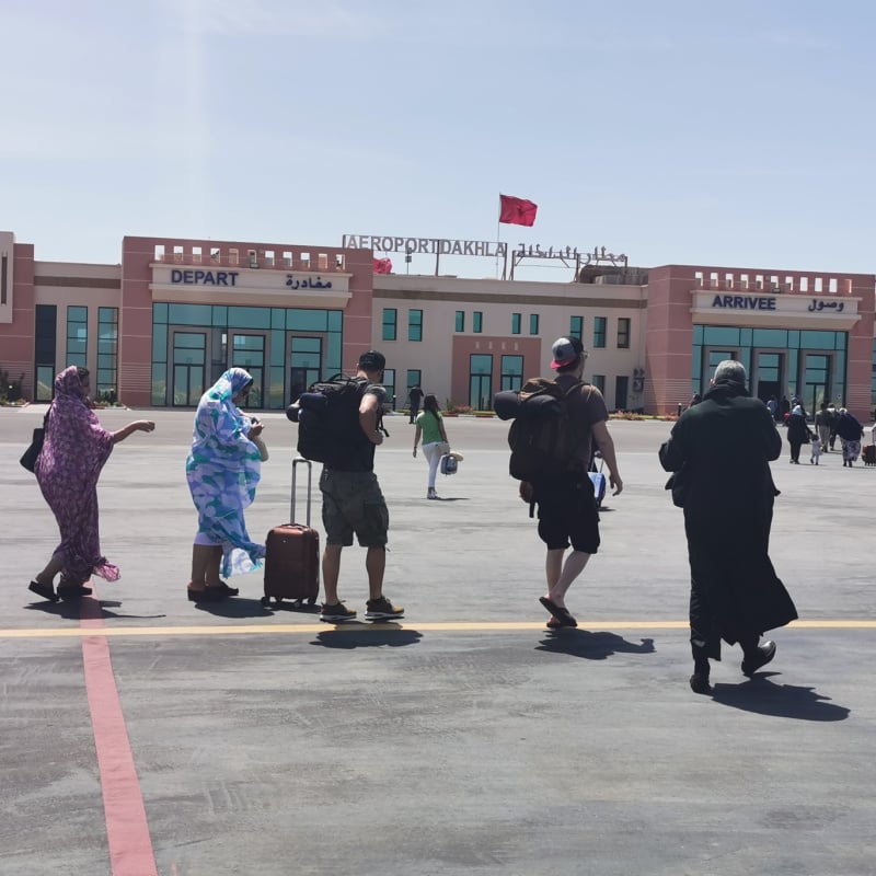 Travelers at Dakhla airport