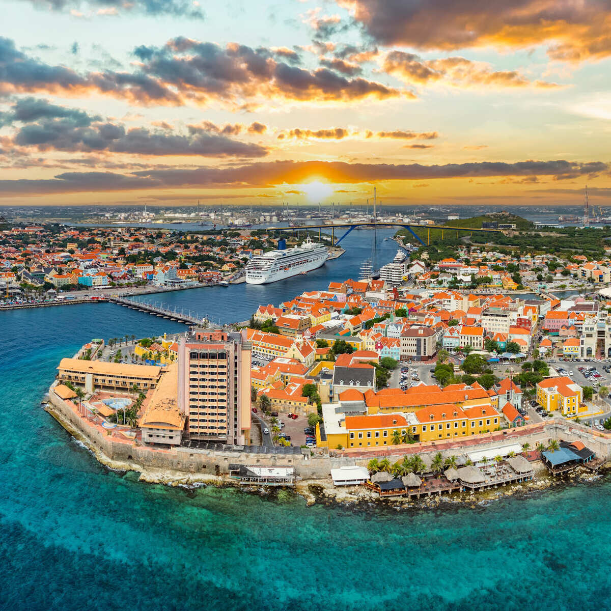 Aerial View Of Curacao, Dutch Caribbean