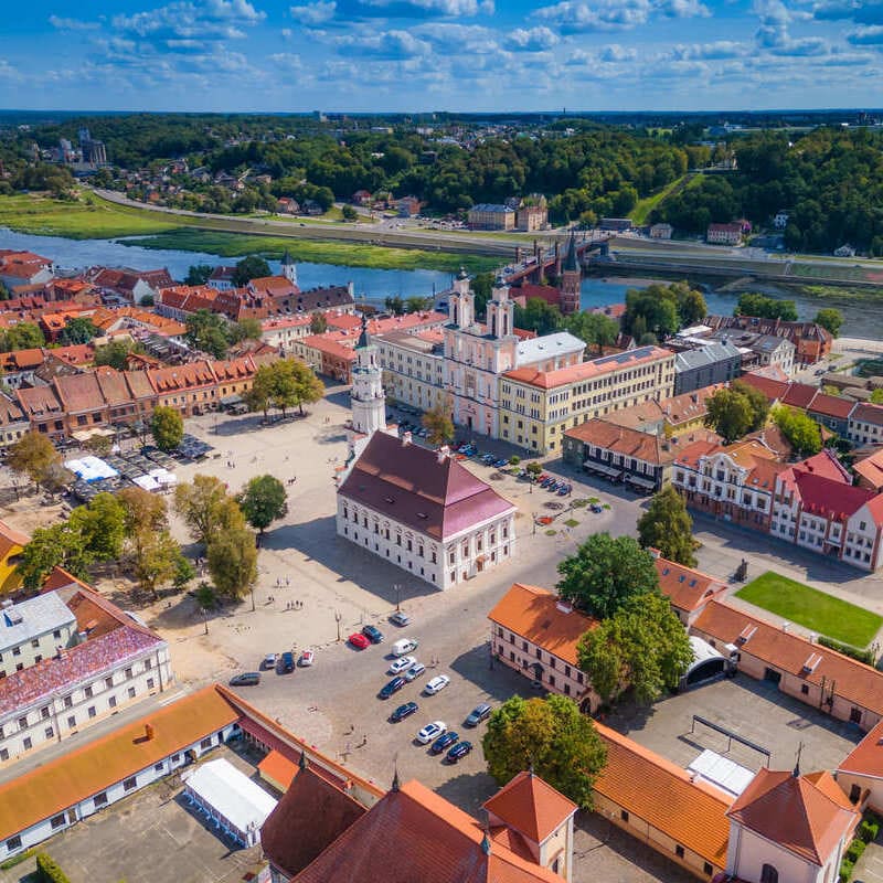 Aerial View Of Old Town Kaunas, Lithuania, Eastern Europe