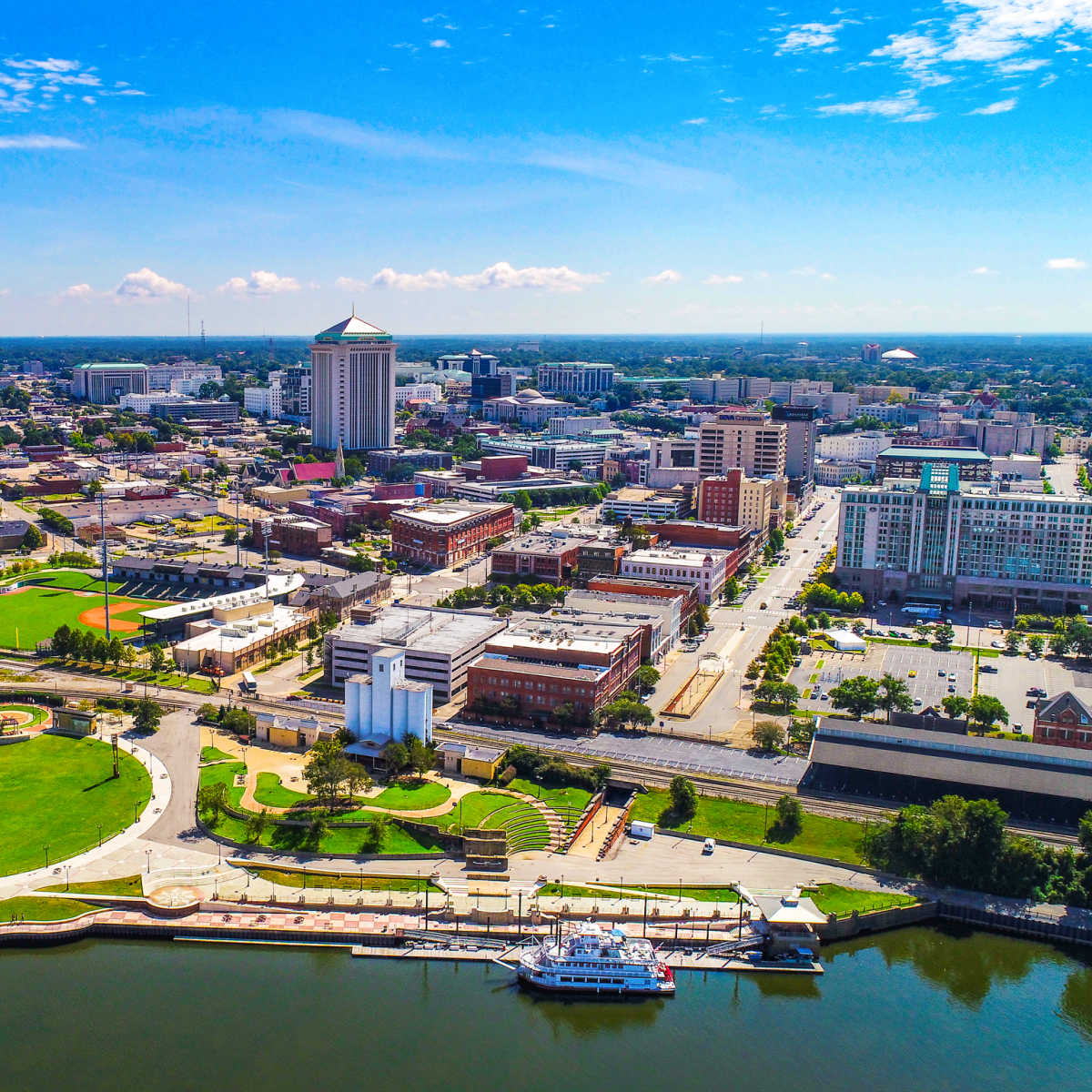 Aerial view of Montgomery, AL cityscape