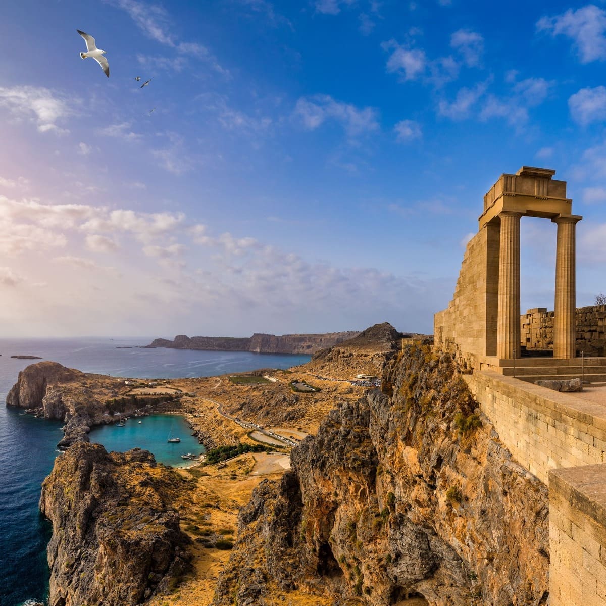 Ancient Acropolis Of Lindos In Rhodes, Greece