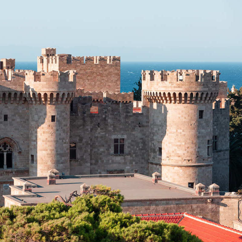 Ancient Fortress In Rhodes City, Capital Of Rhodes Island In The Dodecanese Group Of Islands Of Greece, East Mediterranean