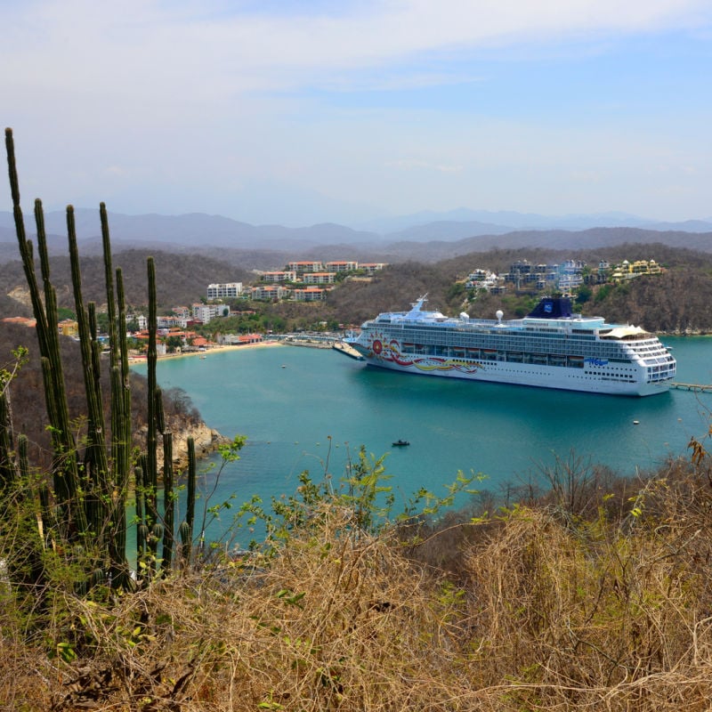 Cruise docked in Huatulco